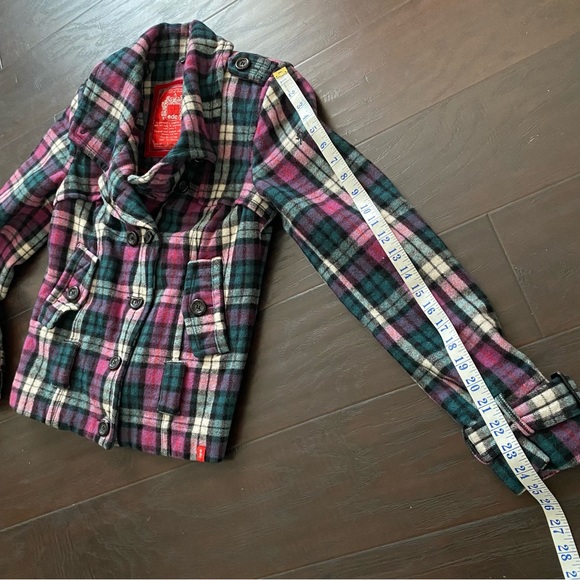 Luxury EDC by Esprit Women’s Heavy Pink & Teal Flannel Winter Jacket - Picture 12 of 16